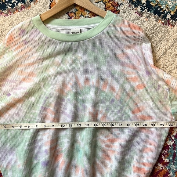 PINK VICTORIA SECRETS Tie Dye Mesh Slouchy Over-sized Crew Top - MEDIUM - Picture 10 of 10